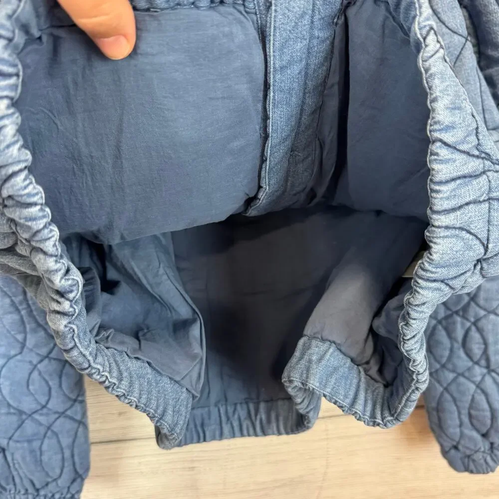 Free People Women's Boho Quinn Quilted Cotton Denim Jacket Size Large - Picture 6 of 9